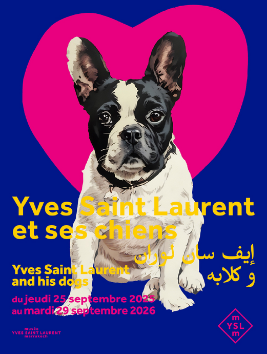 Exposition « Yves Saint Laurent et ses chiens » au musée Yves Saint Laurent Marrakech jusqu'en sept. 2026